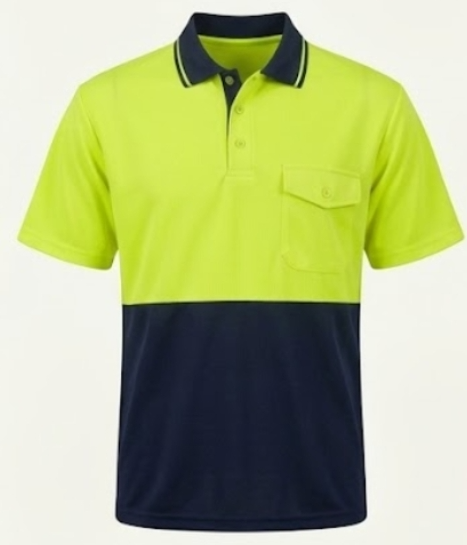 HI VIS S/S POLO SHIRT 1310 — Yellow/Navy