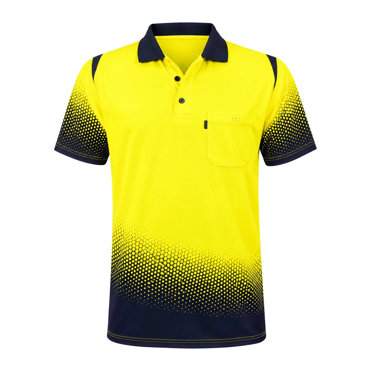 HI VIS S/S POLO SHIRT 1319 — Yellow/Navy