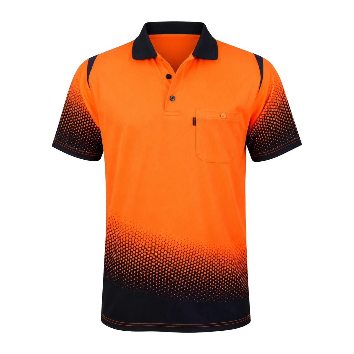 HI VIS S/S POLO SHIRT 1319 — Orange/Navy