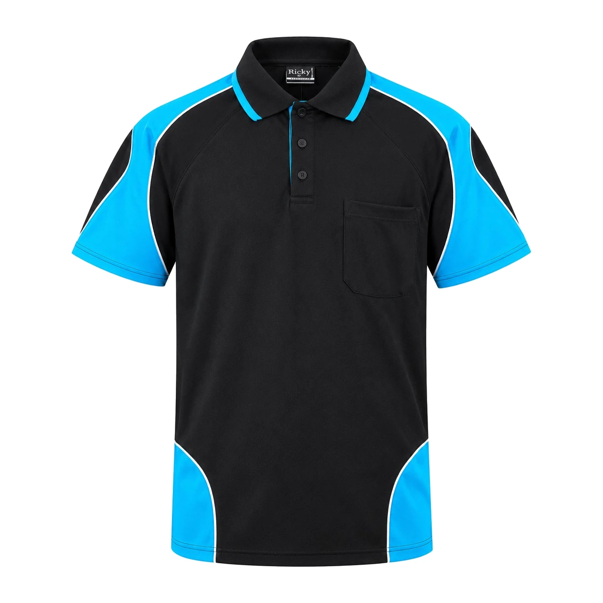 HI VIS WORK S/S POLO SHIRT 9068 — Black/Blue