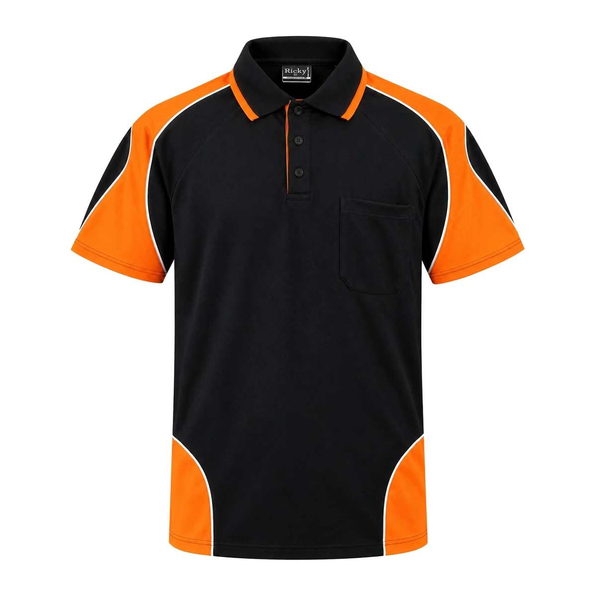 HI VIS WORK S/S POLO SHIRT 9068 — Black/Orange