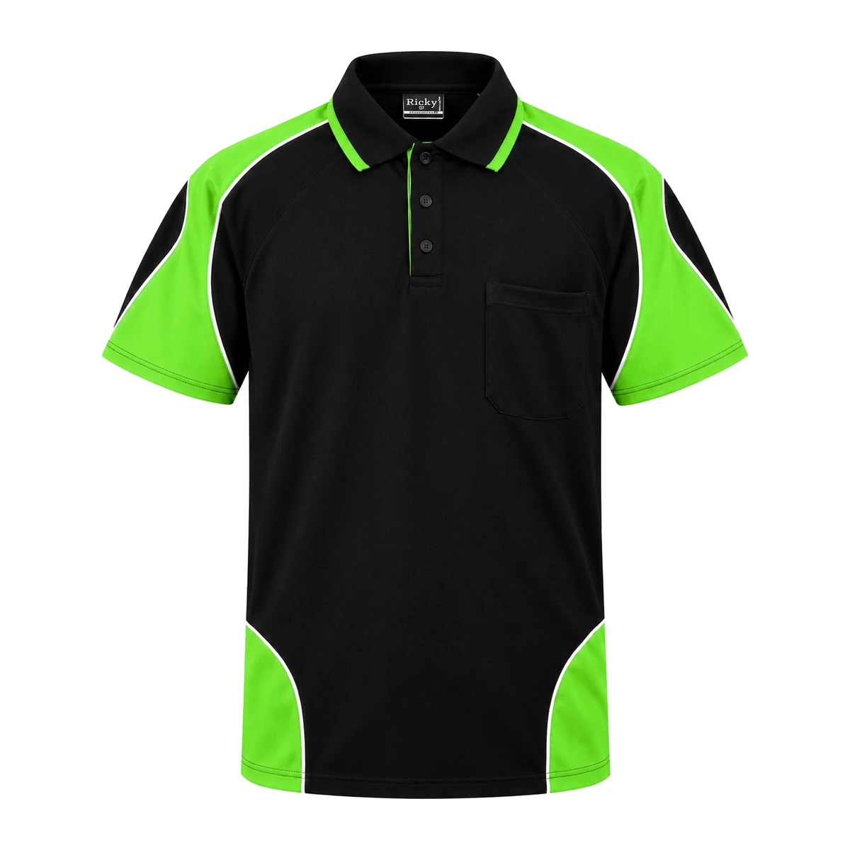 HI VIS WORK S/S POLO SHIRT 9068 — Black/Lime