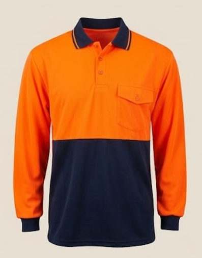 HI VIS L/S POLO SHIRT 1312 in Yellow/Navy and Orange/Navy