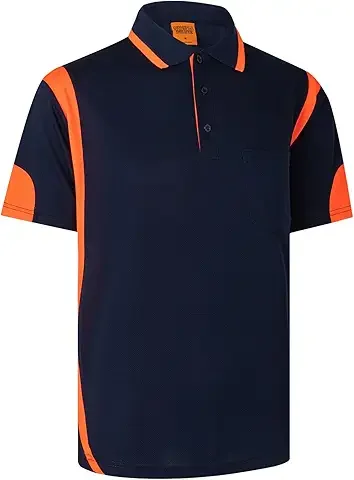 HI VIS & WORK S/S POLO SHIRT 9060 — Navy/Orange