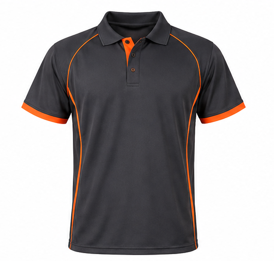 HI VIS & WORK S/S POLO SHIRT 6018R in Grey/Orange, Grey/Yellow and Grey/Blue