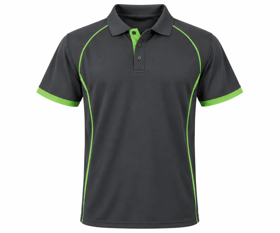 HI VIS & WORK S/S POLO SHIRT 6018R — grey/yellow