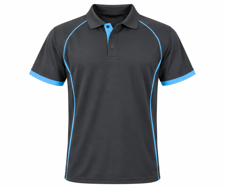 HI VIS & WORK S/S POLO SHIRT 6018R — grey/skyblue