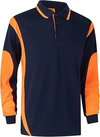 HI VIS L/S POLO SHIRT 3055 — navy/orange