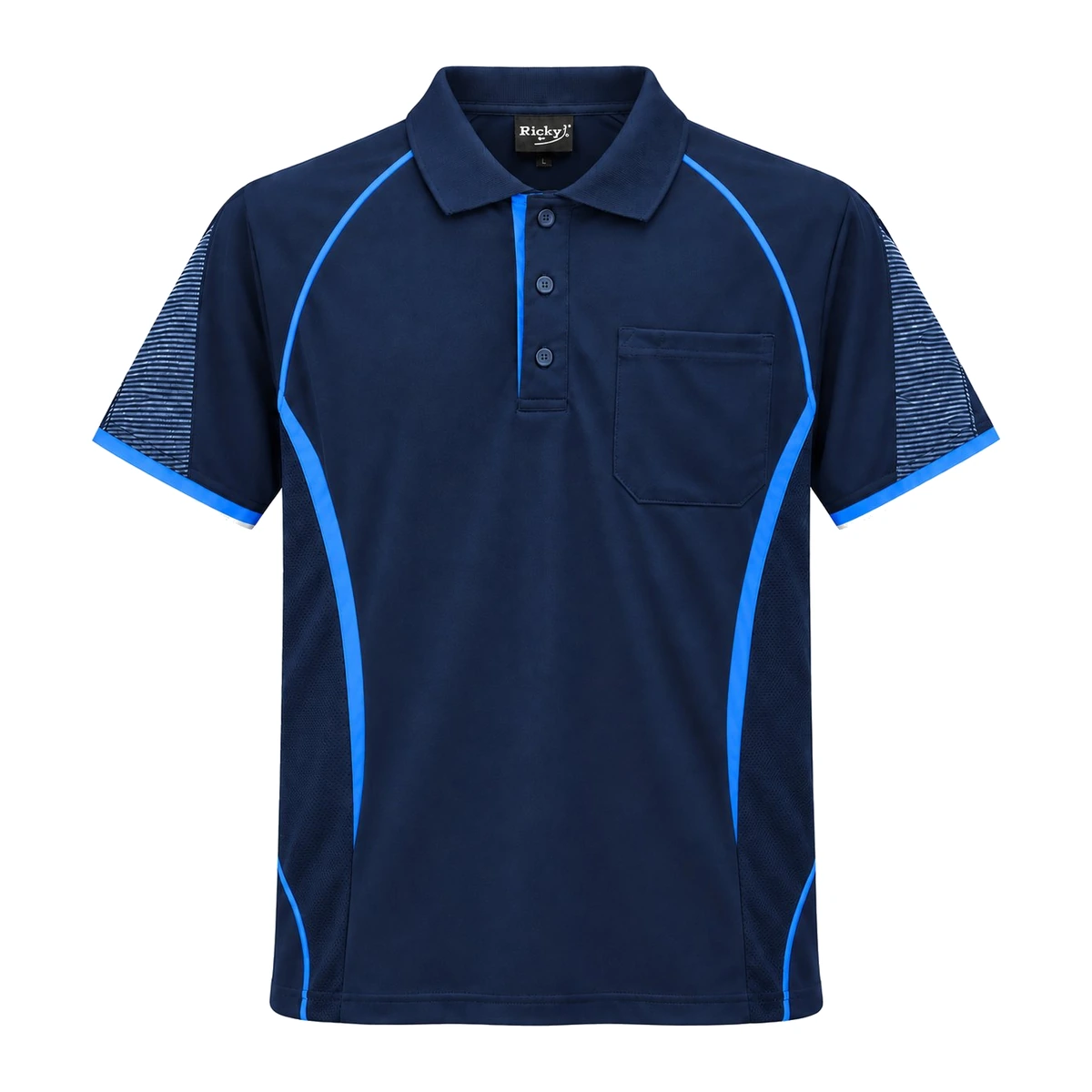WORK S/S POLO SHIRT 6028 — Navy/Skyblue