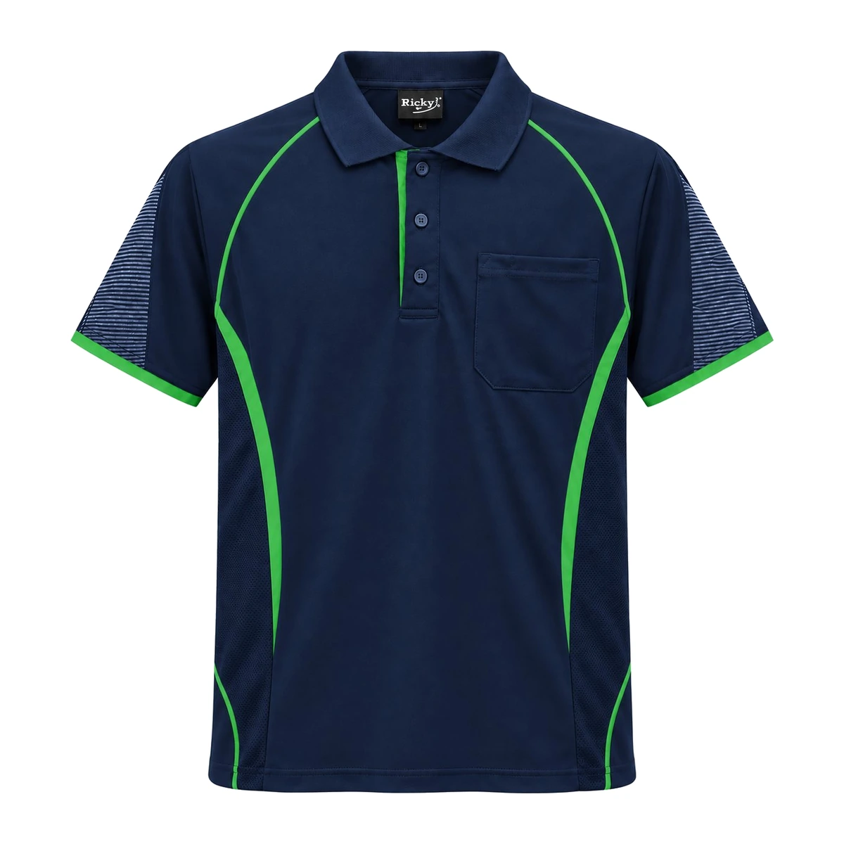 WORK S/S POLO SHIRT 6028 — Navy/Green