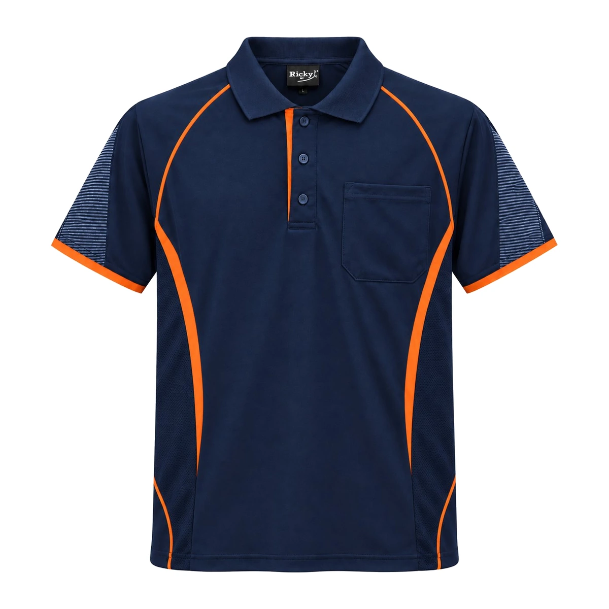 WORK S/S POLO SHIRT 6028 — Navy/Orange