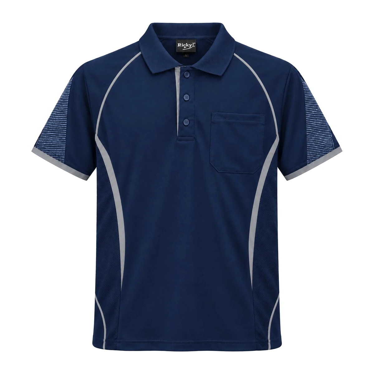 WORK S/S POLO SHIRT 6028 — Navy/Grey